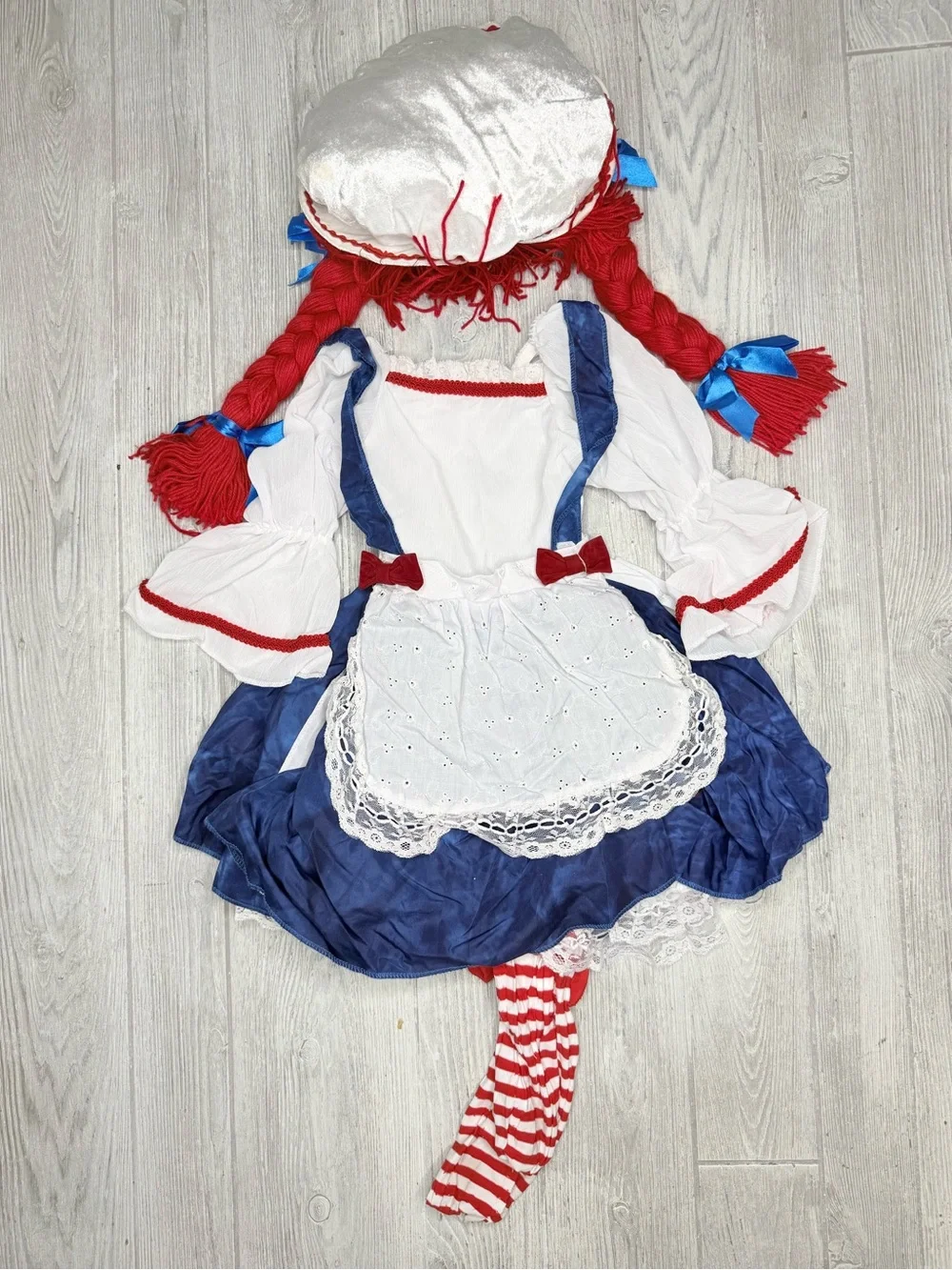Rubies Rag Doll Girl Halloween Costume for Kids legging , dress and yarn wig sm